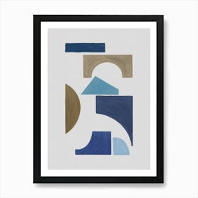 Blue & Brown Geometric I Art Print