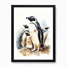 Humboldt Penguin Dunedin Taiaroa Head Watercolour Painting 2 Art Print