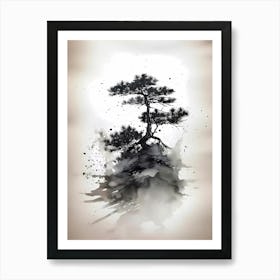 Japanese Tree black white Art Print