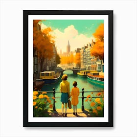 Amsterdam Retro Vintage Travel Art Print