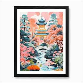 Yuyuan Gardens Abstract Riso Style 1 Art Print