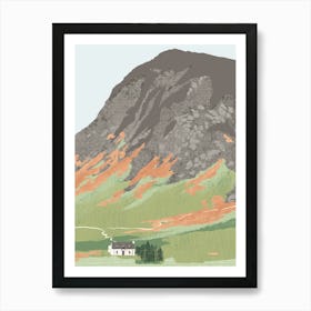 Scottish Highlands Glen Coe Hut Art Print Art Print