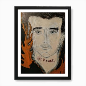 Jack Kerouac  orange and black Art Print