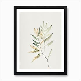 Rowan Leaf Minimalist Watercolour Art Print