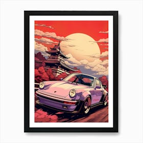 Porsche 911 Japanese Art Retro Car Art Print