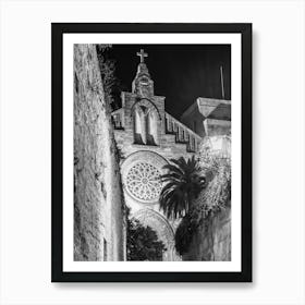 Black And White Photo Of A Church Art Print