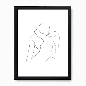 Lovers Body Sketch 2 Black And White Art Print