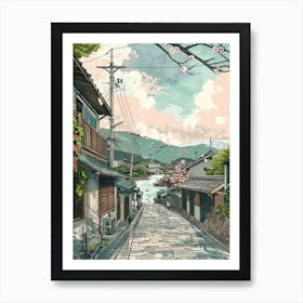 Nagasaki Japan 2 Retro Illustration Art Print