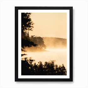 Lake in the morning mist at sunrise – Gunflint Lake Sunrise Boundary Waters Canoe Area Minnesota Bwca Art Print