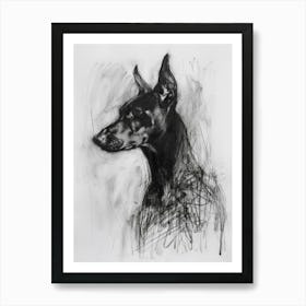 German Pinscher Dog Charcoal Line 2 Art Print