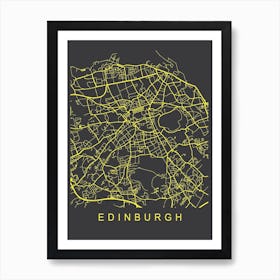 Edinburgh Map Neon Art Print