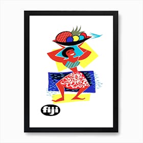 Fiji, Woman With A Fruit Basket Art Print