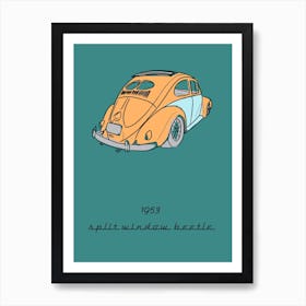 Car Vw Split Beetle Art Print