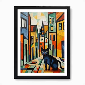 Painting Of Berlin With A Cat In The Style Of Cubism, Picasso Style 2 Art Print