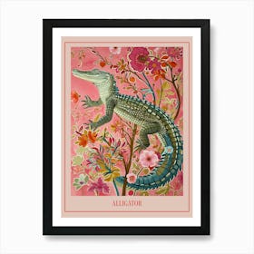Floral Animal Painting Alligator 1 Poster Art Print