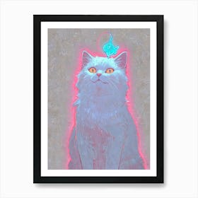 Cat With Neon Eyes 1 Art Print