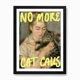 Vintage Painting with Feminist Typography »No More Cat Calls Art Print