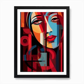 Cubist Abstract Geometric Lady Illustration 2 Art Print