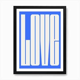 Blue Typographic Love Art Print
