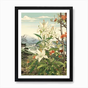 Himeyuri Okinawan Lily 2 Japanese Botanical Illustration Art Print