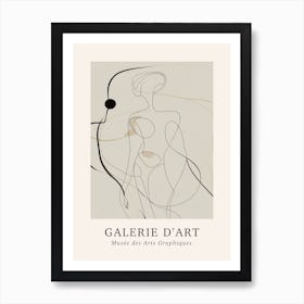 Galerie D'Art Abstract Line Art Figure Neutrals 1 Art Print