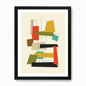 Mid Century Modern Abstract Shapes Pattern 2 Art Print