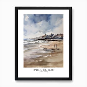 Huntington Beach 1 Watercolour Travel Poster Art Print