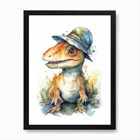 Torvosaurus Cute Dinosaur Watercolour 2 Art Print