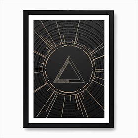 Geometric Glyph Symbol in Gold with Radial Array Lines on Dark Gray n.0069 Art Print