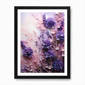 Purple Flowers With Water Droplets Art Print