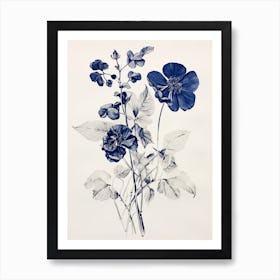 Blue Botanical Veronica Flower 3 Art Print
