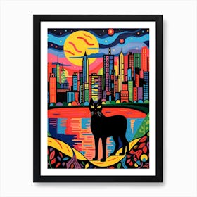 Chicago, United States Skyline With A Cat 2 Art Print