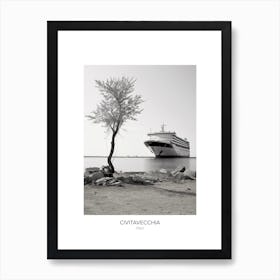 Poster Of Civitavecchia, Italy, Black And White Photo 2 Art Print