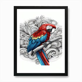 Button Parrot Art Print