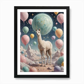 Llama With Balloons 1 Art Print