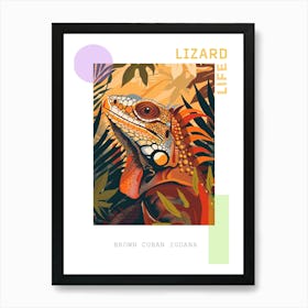Brown Cuban Iguana Abstract Modern Illustration 6 Poster Art Print