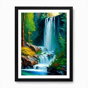 Waterfalls In Forest Water Landscapes Waterscape Impressionism 2 Art Print