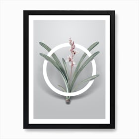 Vintage Boat Orchid Minimalist Flower Geometric Circle on Soft Gray n.0102 Art Print