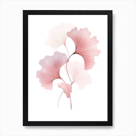 Pink Ginkgo Leaves 3 Art Print