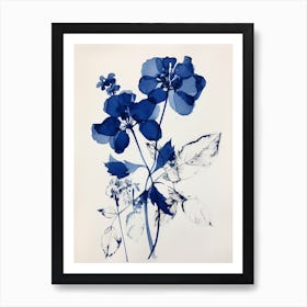 Blue Botanical Orchid 1 Art Print