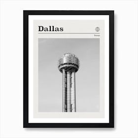 Dallas Texas Tower Black And White Art Print