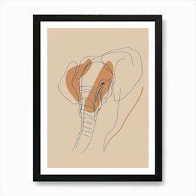 Elephant Head - Boho, Line Art 2 Art Print