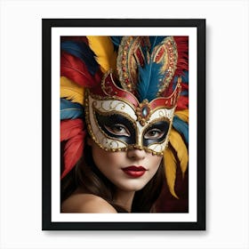 A Woman In A Carnival Mask (6) Art Print