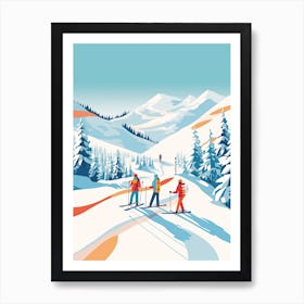 Les 3 Vallees   France, Ski Resort Illustration 3 Art Print