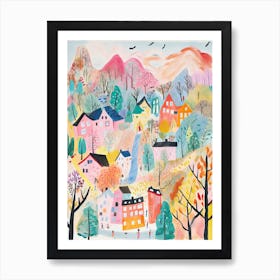 Seoul, Dreamy Storybook Illustration 1 Art Print