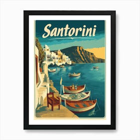 Aihrgdesign A Retro Travel Poster For Santorini Art Print