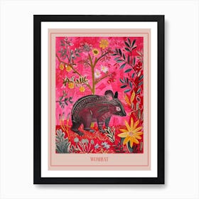 Floral Animal Painting Wombat 4 Poster Poster