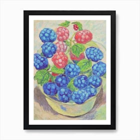 Raspberry Vintage Sketch Fruit Art Print