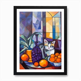 Lavender With A Cat 3 Cubism Picasso Style Art Print
