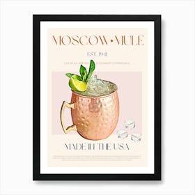 Moscow Mule Cocktail Mid Century Art Print